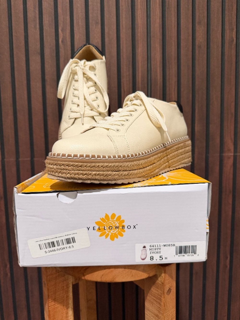 Yellow Box Misty Espadrille Platform Sneakers Ivory 8.5 NIB